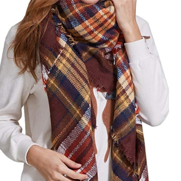 2 LEFT! Fall Colors Autumn Plaid Blanket Scarf - Picture 5 of 7
